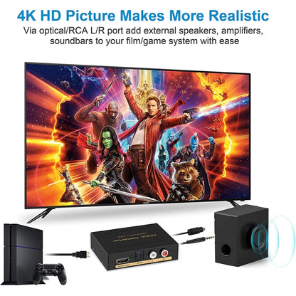 HDMI to HDMI + Audio (SPDIF + R/L) Converter (EU Plug), HDMI to HDMI + Audio