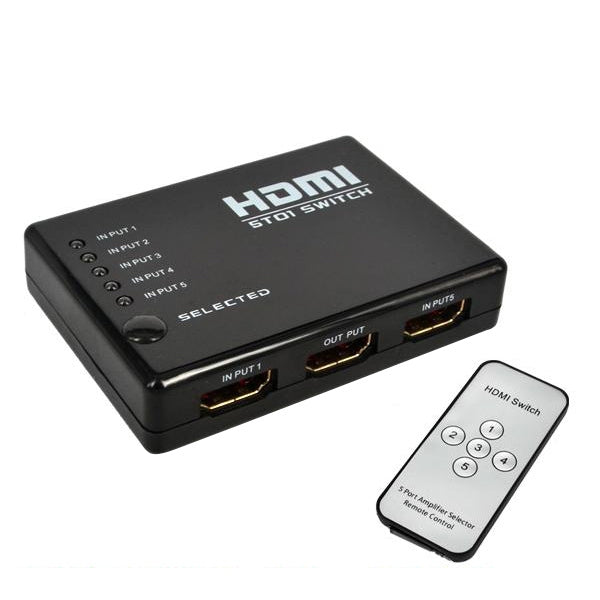 5 Ports 1080P HDMI Switch with Remote Controller, Support HDTV, Support HDTV