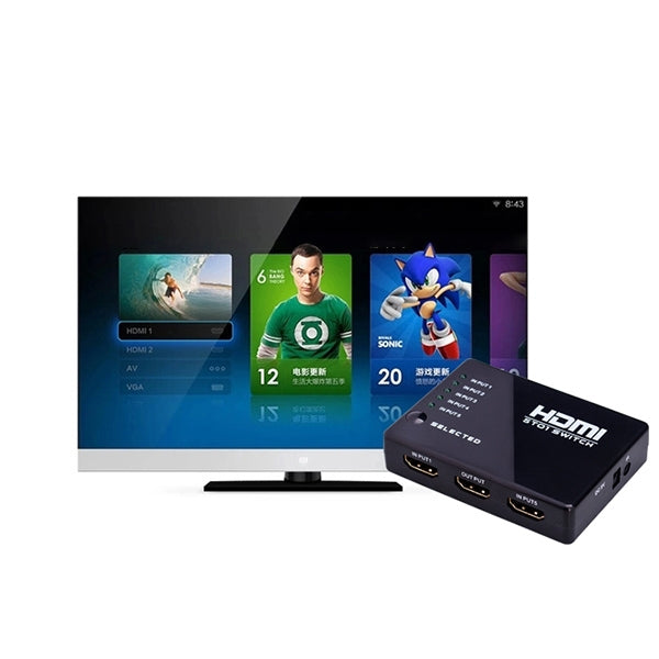 5 Ports 1080P HDMI Switch with Remote Controller, Support HDTV, Support HDTV
