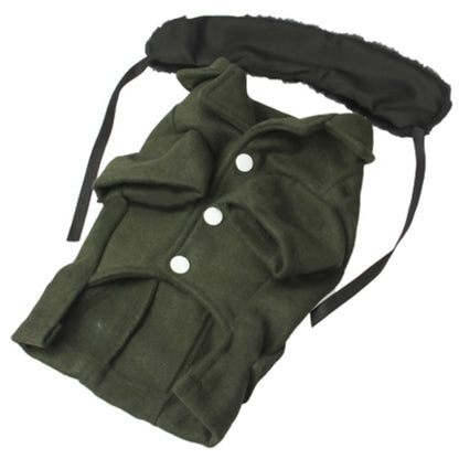Gorgeous Woolen Cloth with Fur Collar Dog Coat Pet Clothes, Size: XL , Size: S(Deep Green)