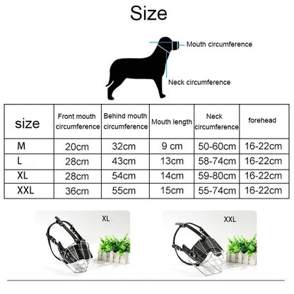 Steel Cage Style Dog Basket Wire Muzzle Protective Snout Cover with Leather Strap, Size: L, Size: L