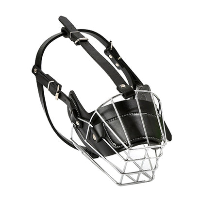 Steel Cage Style Dog Basket Wire Muzzle Protective Snout Cover with Leather Strap, Size: XL, Size: XL
