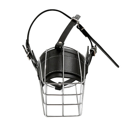 Steel Cage Style Dog Basket Wire Muzzle Protective Snout Cover with Leather Strap, Size: XL, Size: XL