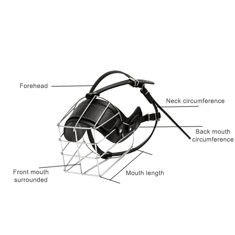 Steel Cage Style Dog Basket Wire Muzzle Protective Snout Cover with Leather Strap, Size: XL, Size: XL