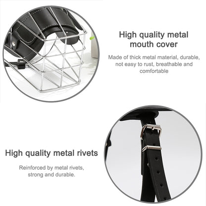 Steel Cage Style Dog Basket Wire Muzzle Protective Snout Cover with Leather Strap, Size: XL, Size: XL