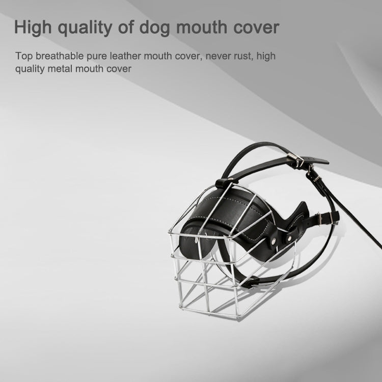 Steel Cage Style Dog Basket Wire Muzzle Protective Snout Cover with Leather Strap, Size: XL, Size: XL