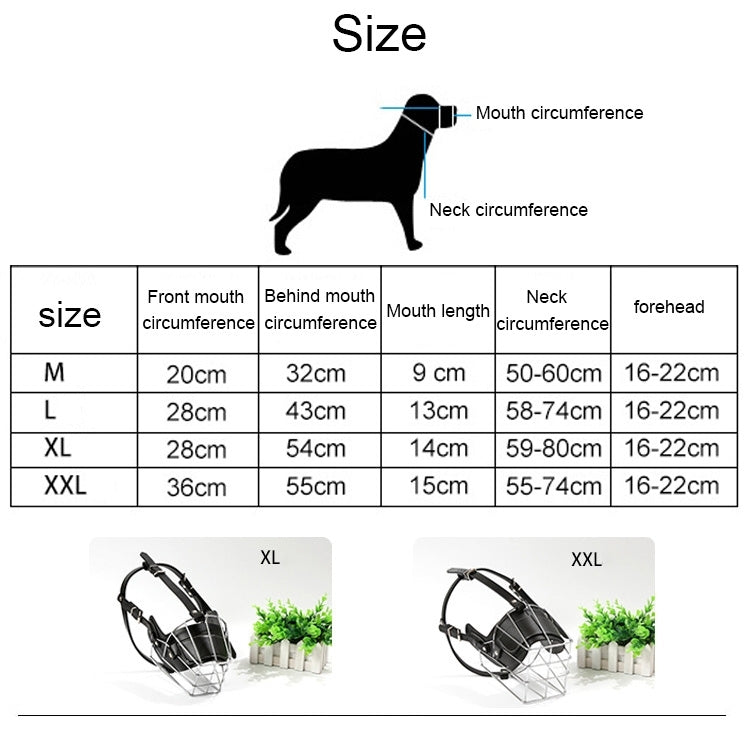 Steel Cage Style Dog Basket Wire Muzzle Protective Snout Cover with Leather Strap, Size: XL, Size: XL