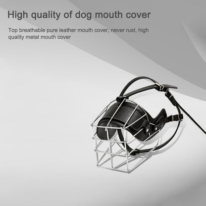Steel Cage Style Dog Basket Wire Muzzle Protective Snout Cover with Leather Strap, Size: XXL, Size: XXL