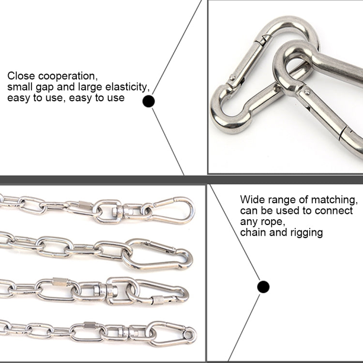 M4 Stainless Steel Carabiner Spring Hook Multi-tool Mountaineering Buckle Lock Camping Hook Rope, Inner Diameter: 3.93mm, M4