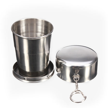 Stainless Steel Retractable Outdoor Cup  Size: 50 x 50 x20 mm (Small), Size: 50 x 50 x20 mm
