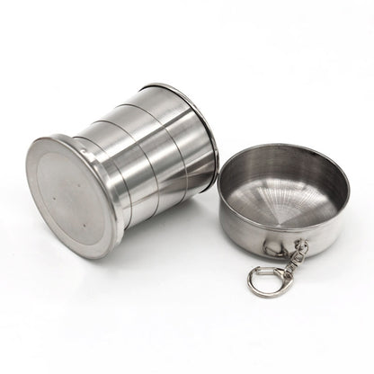Stainless Steel Retractable Outdoor Cup  Size: 50 x 50 x20 mm (Small), Size: 50 x 50 x20 mm