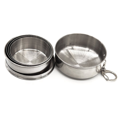 Stainless Steel Retractable Outdoor Cup  Size: 50 x 50 x20 mm (Small), Size: 50 x 50 x20 mm