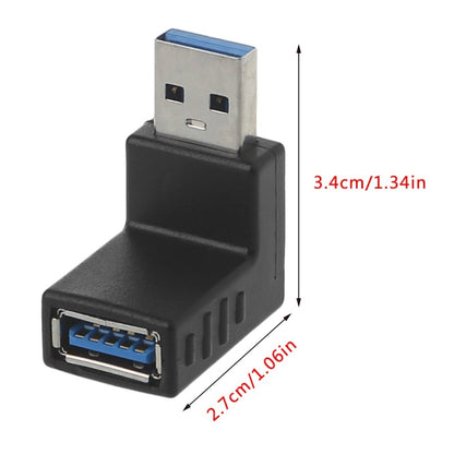 USB 3.0 AM to USB 3.0 AF Adapter, Down Angle AM to AF