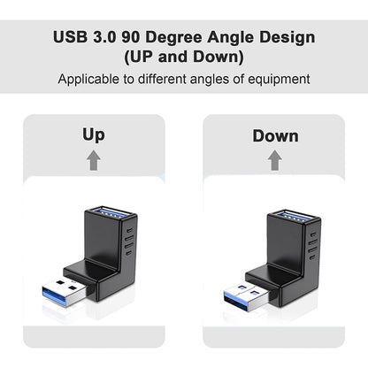 USB 3.0 AM to USB 3.0 AF Adapter, Down Angle AM to AF