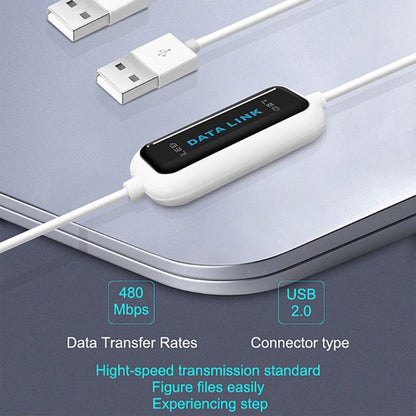 High Speed USB 2.0 Data Link Cable, PC to PC Data Share, Plug and Play, Length: 165cm
