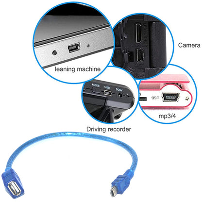 Mini 5-pin USB to USB 2.0 AF OTG Adapter Cable, Length: 22cm (Blue), 22cm