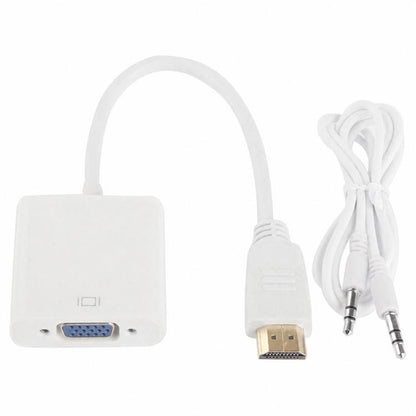 24cm Full HD 1080P HDMI to VGA + Audio Output Cable for Computer / DVD / Digital Set-top Box / Laptop / Mobile Phone / Media Player, Length: 24cm(White)