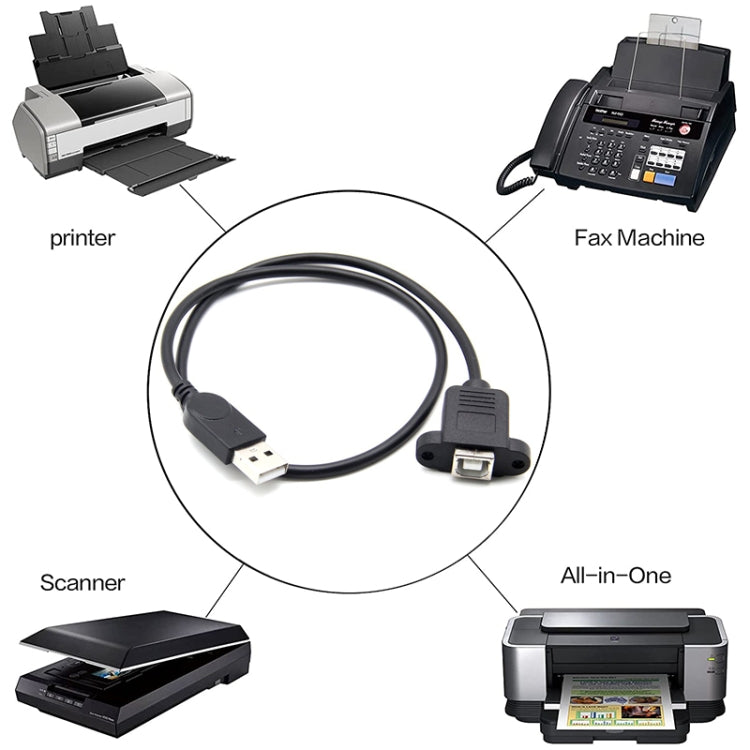 USB 2.0 Male to USB 2.0 Type-B Female Printer / Scanner Adapter Cable for HP, Dell, Epson, Length: 50cm