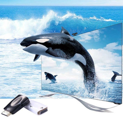 Full HD 1080P HDMI to VGA and Audio Adapter for HDTV / Monitor / Projector, HDMI Male to VGA + Audio (Black)