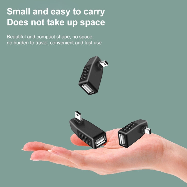 Mini USB Male to USB 2.0 AF Adapter, Support OTG Function, 90 Degree Right Angled