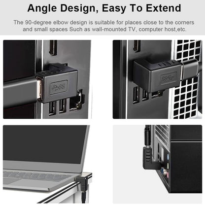 USB 2.0 AM to AF Adapter with 90 Degree Angle, 90 Degree Down Angled