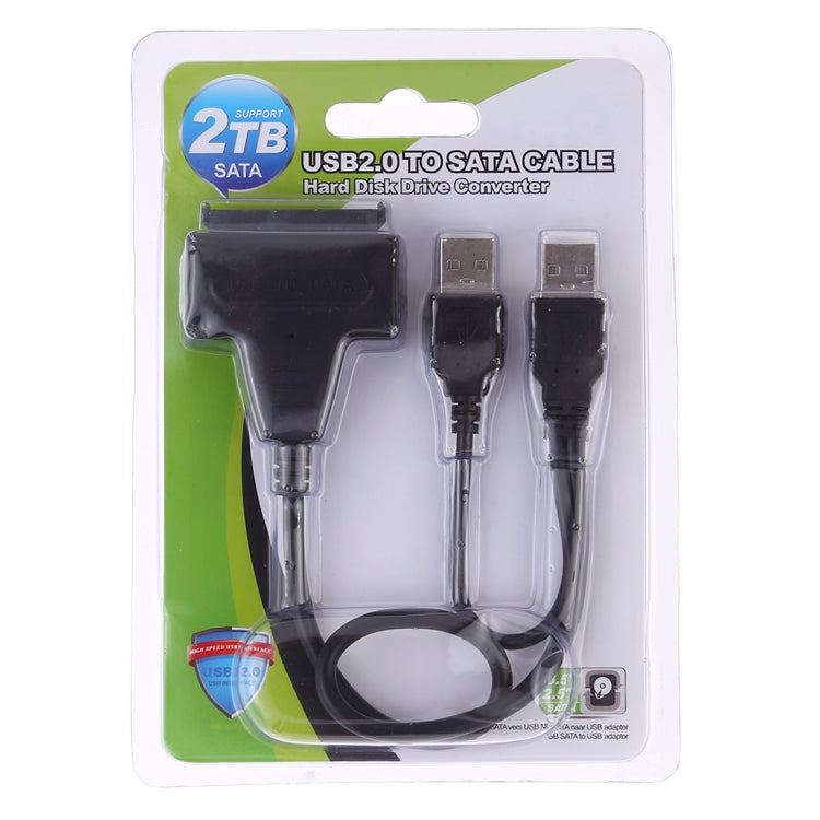 USB 2.0 to 7+15 Pin 22Pin SATA Data Cable Converter Adapter with Box Case for 2.5 / 3.5 Inch Hard Disk Drive HDD, USB to SATA With USB (W)