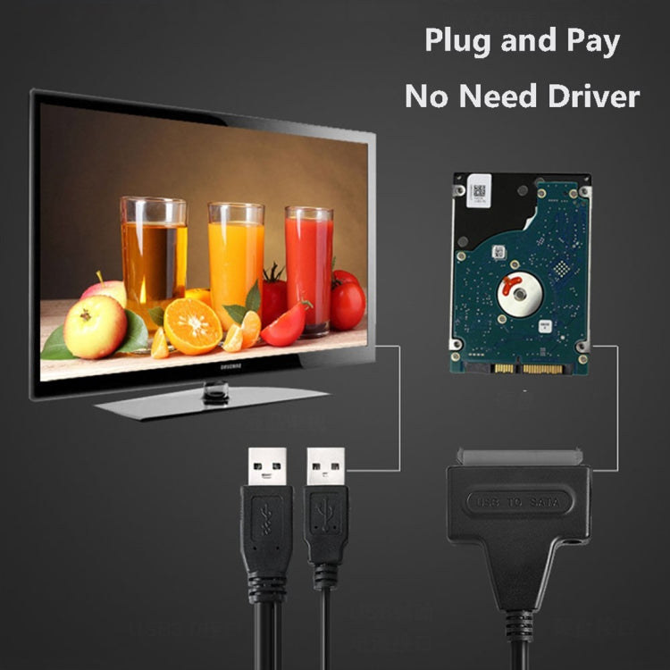 USB 2.0 to 7+15 Pin 22Pin SATA Data Cable Converter Adapter with Box Case for 2.5 / 3.5 Inch Hard Disk Drive HDD, USB to SATA With USB (W)