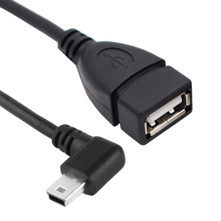 90 Degree Mini USB Male to USB 2.0 AF Adapter Cable with OTG Function, Length: 25cm, Left Augle Mini USB, 25cm