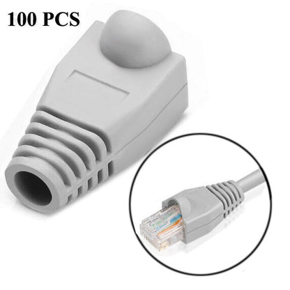 Network Cable Boots Cap Cover for RJ45, Black (100 pcs in one packaging , the price is for 100 pcs), 100 Pcs Black, 100 Pcs Red, 100 Pcs Blue, 100 Pcs White, 100 Pcs Green, 100 Pcs Grey, 100 Pcs Yellow