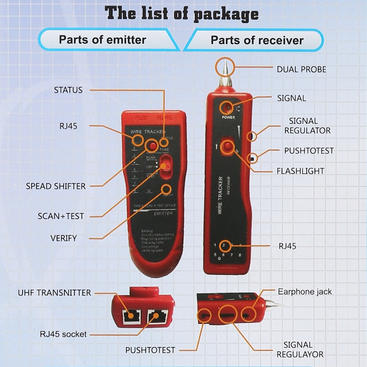 RJ11 & RJ45 Multi-purpose Line Inspection Instrument & Testing Device, RJ45/RJ11 Yellow