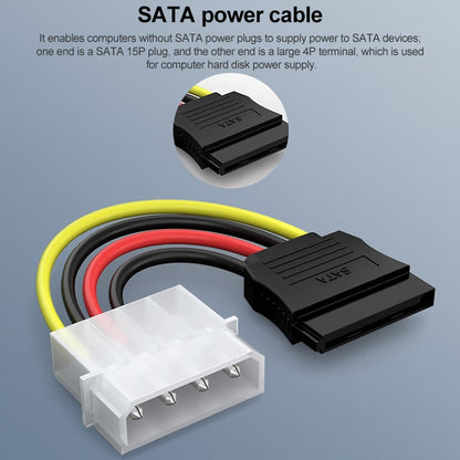 4 Pin IDE to Serial ATA SATA Power Cable Adapter (15cm), Material: Al+Mg, 4 PIN IDE to SATA