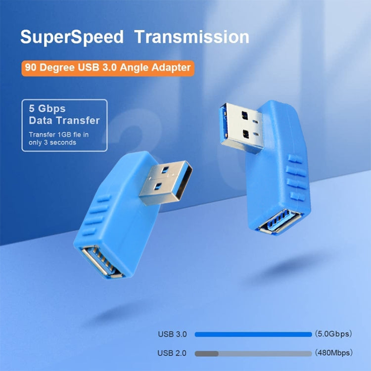 USB 3.0 AM to USB 3.0 AF Cable Adapter, Left Angle AM to AF(Blue), Left Angle AM to AF(Blcak)