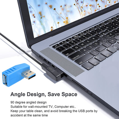 USB 3.0 AM to USB 3.0 AF Cable Adapter, Left Angle AM to AF(Blue), Left Angle AM to AF(Blcak)