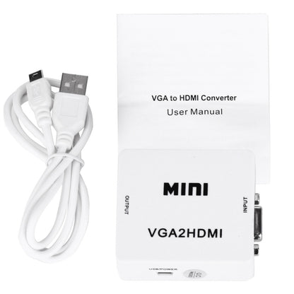 HD 1080P HDMI Mini VGA to HDMI Scaler Box Audio Video Digital Converter, HD 1080P (White)