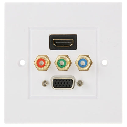 HDMI Female Plug + 3 RCA Female Plugs + VGA Female Plug Wall Plate Panel