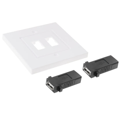 Dual USB 2.0 Female Plugs Home Wall Charger Plate Wall Plate Panel, 2 Ports USB 2.0