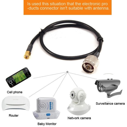 N Male to RP-SMA Converter Cable, Length: 100cm(Black), 1m N Male to RP-SMA