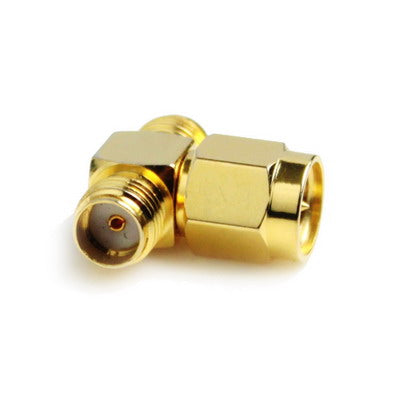 SMA Male to 2 SMA Female Adapter (T Type), Gold Plated, SMA Male to 2 SMA Female