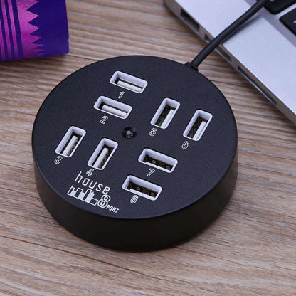 High Speed 8 Ports USB 2.0 Portable Round Hub, Length: 60cmRound Circular 8 Ports USB 2.0 Hub Multi-port Splitter Expansion Adapter for Laptop Notebook PC, Support 1TB Mobile HDD, Round Circular(Black)