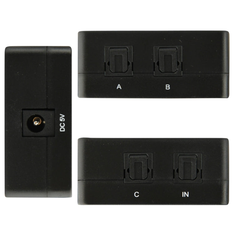 SPDIF / TOSLINK Power Adapter Digital Optical Audio Splitter Amplifier 1x3 Supports 5.1, Supports 5.1