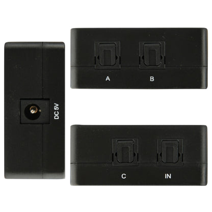 SPDIF / TOSLINK Power Adapter Digital Optical Audio Splitter Amplifier 1x3 Supports 5.1, Supports 5.1