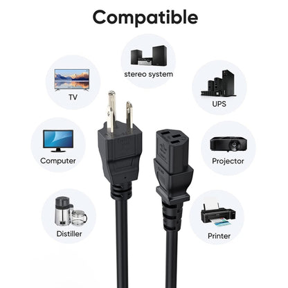 High Quality 3 Prong Style US Notebook AC Power Cord, Length: 1.8m, US Plug, 1.8m
