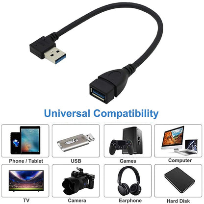 USB 3.0 Right Angle 90 Degree Extension Cable Male to Female Adapter Cord, Length: 18cm, Right Angle AM to AF, length: 18cm