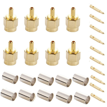 10 PCS Gold Plated Crimp SMA Male Plug Pin RF Connector Adapter for RG174 / RG316 / RG188 / RG179 Cable, Crimp SMA Male Plug