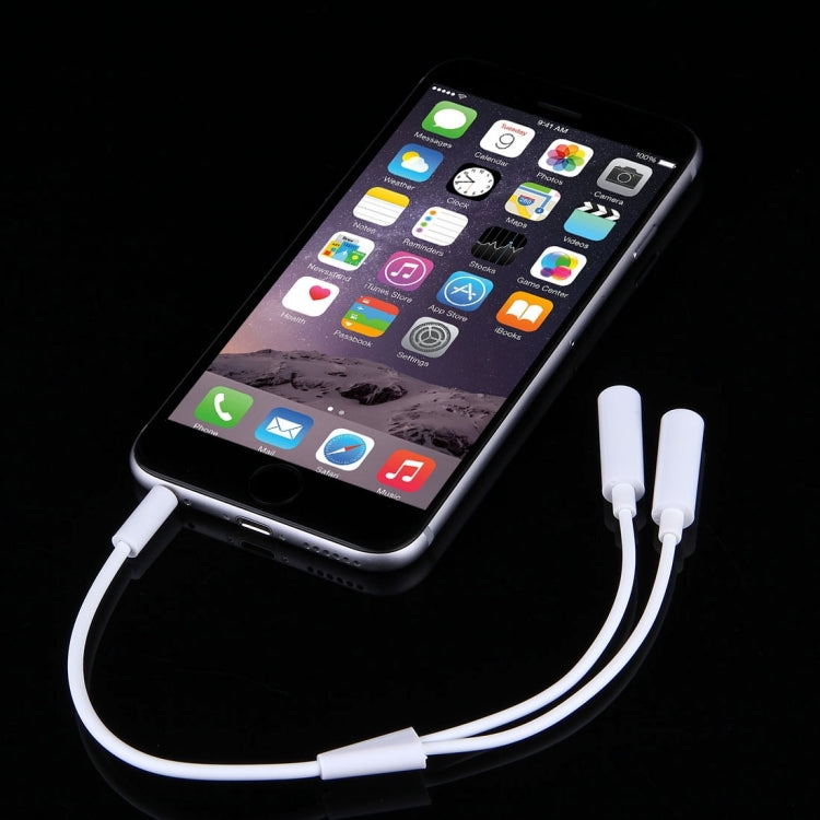 3.5mm Male to 2 Female Plug Jack Stereo Audio Cable for iPhone 6S & 6S Plus & 6 & 6 Plus & 5, iPad Air 2 & Air, Samsung, iPod Laptop, MP3, Length: 24cm, 3.5mm Male to 2 Female
