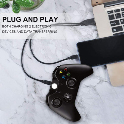 USB 2.0 Male to 2 Micro USB Male Cable, Length: About 30cm, USB 2.0 AM  to 2 Micro USB