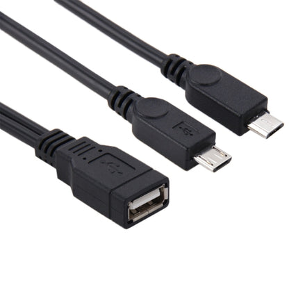 USB 2.0 Female to 2 Micro USB Male Cable, Length: About 30cm, USB 2.0 AF to 2 Micro USB