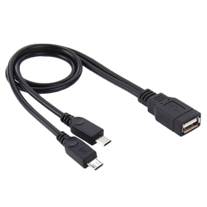 USB 2.0 Female to 2 Micro USB Male Cable, Length: About 30cm, USB 2.0 AF to 2 Micro USB
