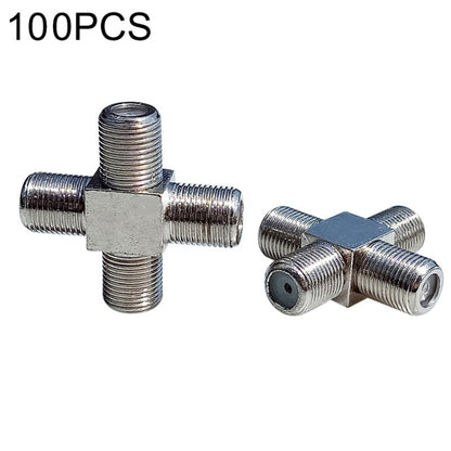 100 PCS 1 F Female to 3 F Female Jack 4 Way F Splitter TV Coax Adapter Connector, 4 Way F Splitter
