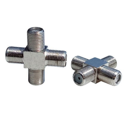 100 PCS 1 F Female to 3 F Female Jack 4 Way F Splitter TV Coax Adapter Connector, 4 Way F Splitter